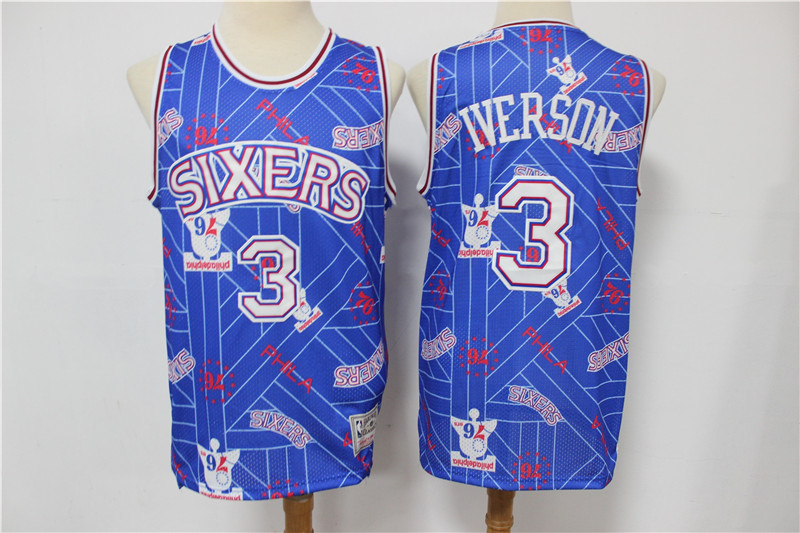 Men Philadelphia 76ers #3 Iverson blue Nike NBA Jersey Print